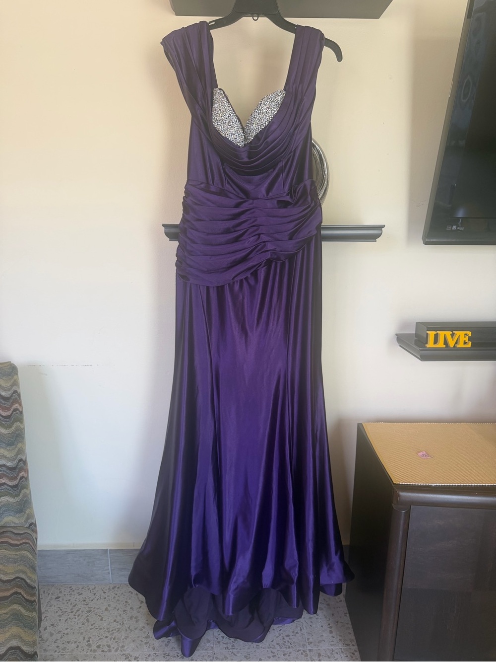 Luxurious Purple Prom Gown with Beaded Sweetheart Bodice